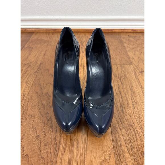 B45 Gucci Patent Leather Platform Pumps Womens EU 38  US 8 Feminine Iconic Chic - Picture 3 of 15